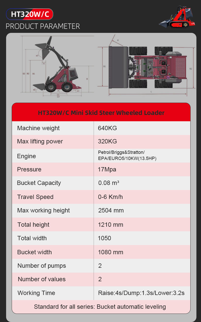 HT320W/C Mini-Radlader mit Kompaktlader